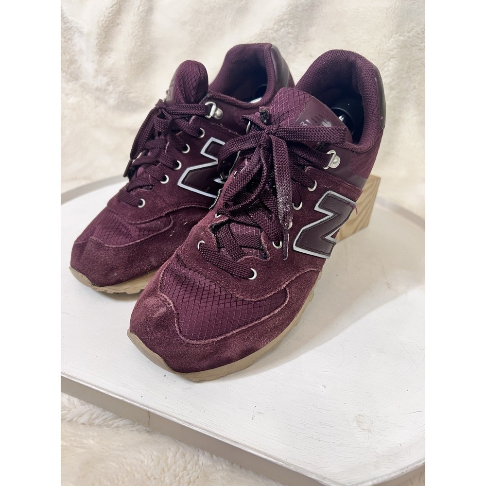 New Balance 574 Burgundy Gray White Men's Athletic Sneakers Lace Up Size 9